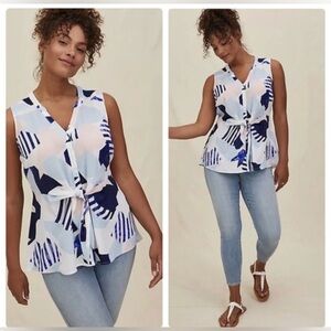 Torrid Multi Geo Georgette Peplum Sleeveless Blouse